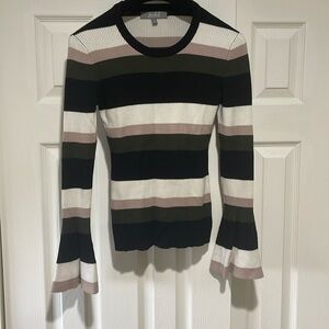 MARLED REUNITED CLOTHING STRIPED KNIT SCOOP NECK BELL SLEEVE SWEATER SIZE SMALL